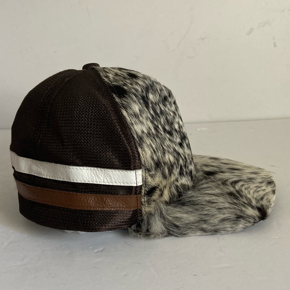 Western Real Cowhide and Leather Trucker Hat Style Snap Back Cap Mesh Adjustable - Picture 6 of 13